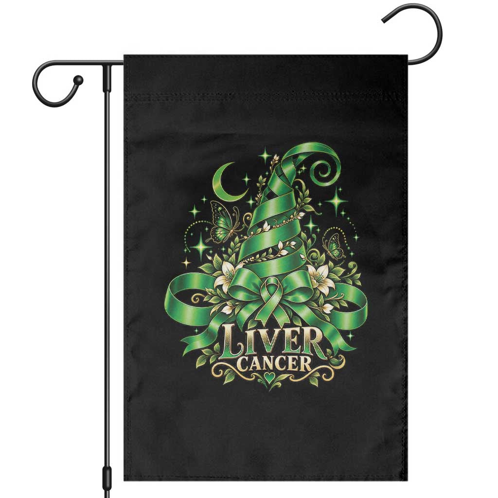 Liver Cancer Green Ribbon Halloween Witch Hat Garden Flag Coquette Bow Spooky Support