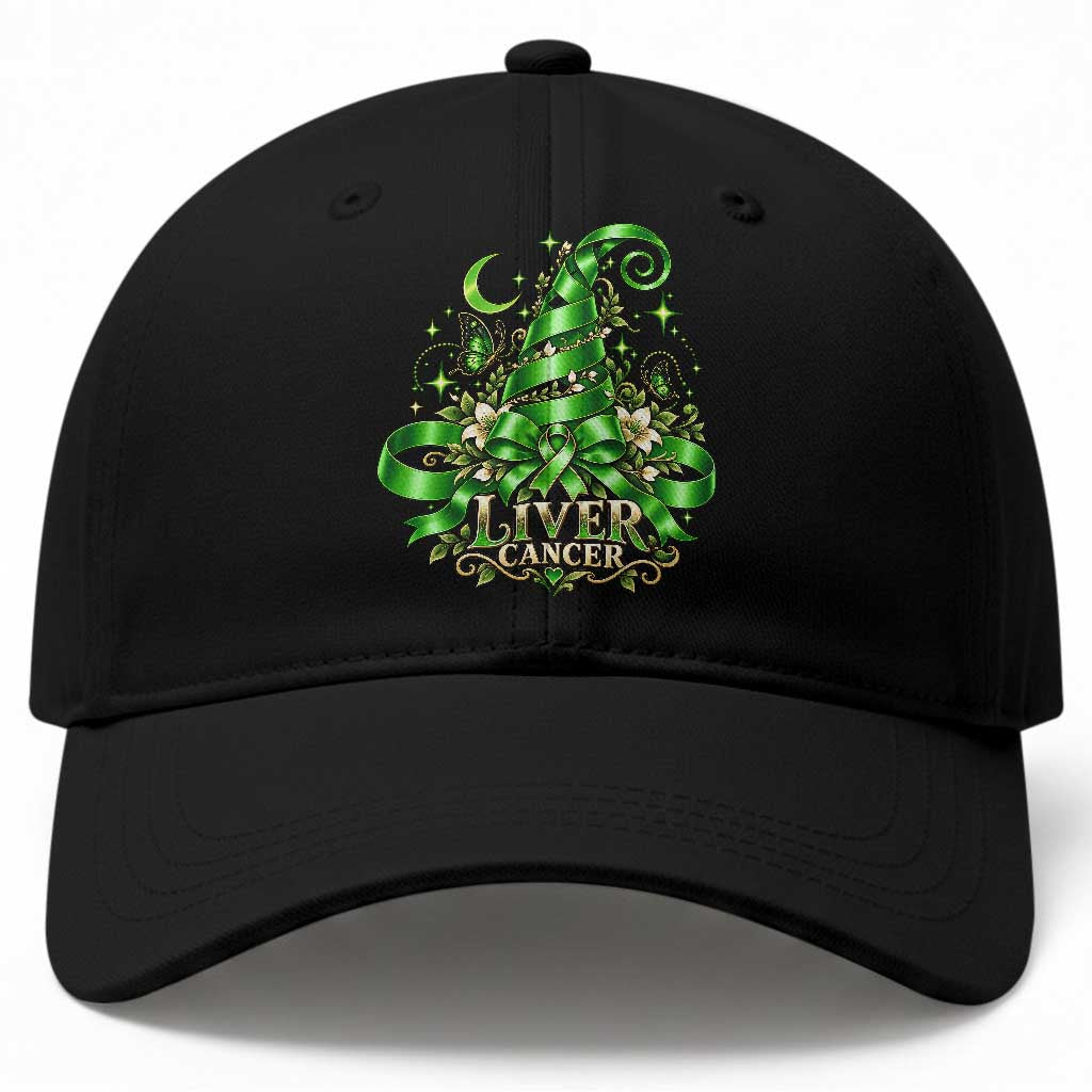 Liver Cancer Green Ribbon Halloween Witch Hat Baseball Cap Coquette Bow Spooky Support