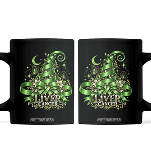Liver Cancer Green Ribbon Halloween Witch Hat Coffee Mug Coquette Bow Spooky Support