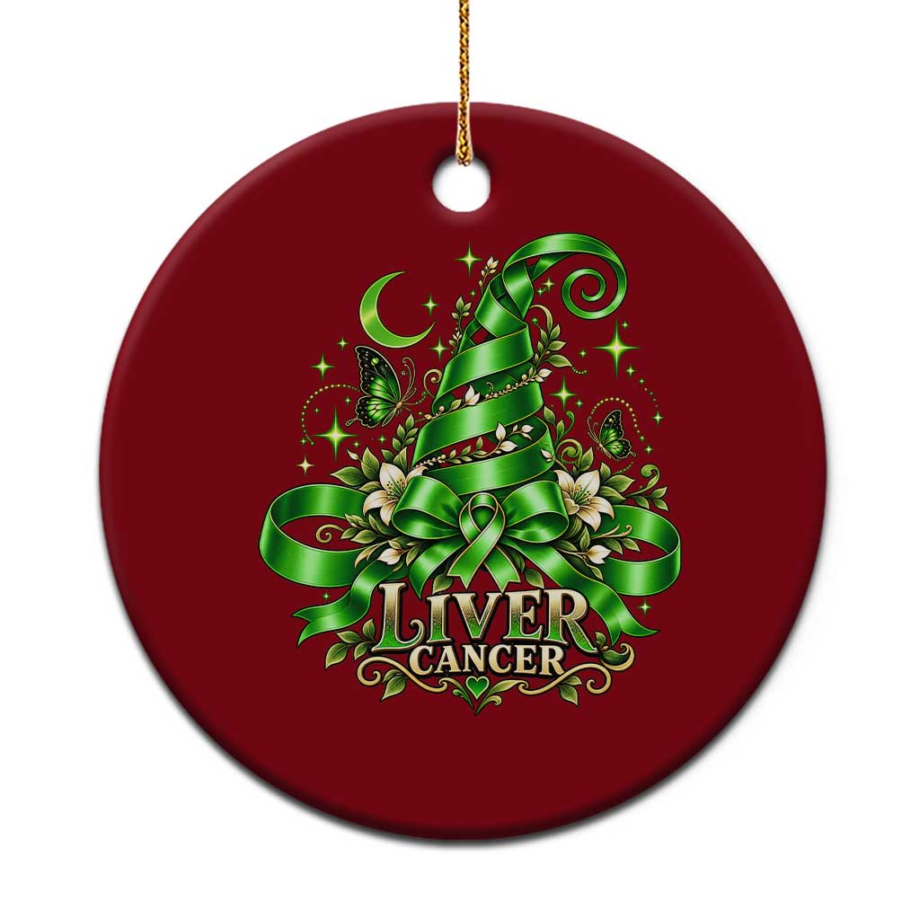 Liver Cancer Green Ribbon Halloween Witch Hat Ceramic Ornament Coquette Bow Spooky Support