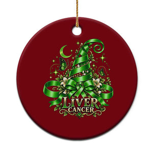 Liver Cancer Green Ribbon Halloween Witch Hat Ceramic Ornament Coquette Bow Spooky Support
