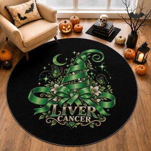 Liver Cancer Green Ribbon Halloween Witch Hat Round Rug Coquette Bow Spooky Support