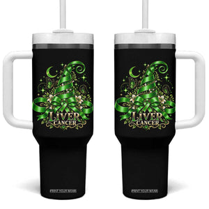 Liver Cancer Green Ribbon Halloween Witch Hat Tumbler With Handle Coquette Bow Spooky Support
