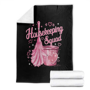 Funny Housekeeping Squad Pink Feather Duster Throw Blanket Maid Appreciation Cleaning Lover