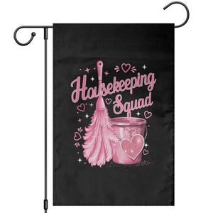Funny Housekeeping Squad Pink Feather Duster Garden Flag Maid Appreciation Cleaning Lover