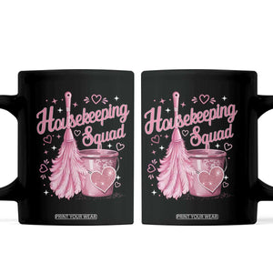 Funny Housekeeping Squad Pink Feather Duster Coffee Mug Maid Appreciation Cleaning Lover