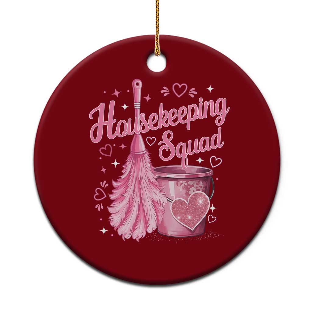 Funny Housekeeping Squad Pink Feather Duster Ceramic Ornament Maid Appreciation Cleaning Lover