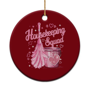 Funny Housekeeping Squad Pink Feather Duster Ceramic Ornament Maid Appreciation Cleaning Lover