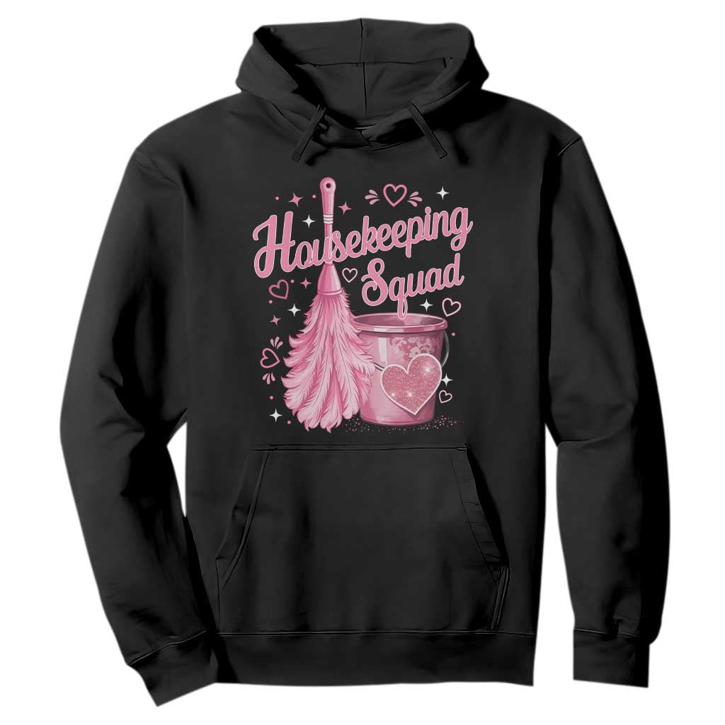 Funny Housekeeping Squad Pink Feather Duster Hoodie Maid Appreciation Cleaning Lover