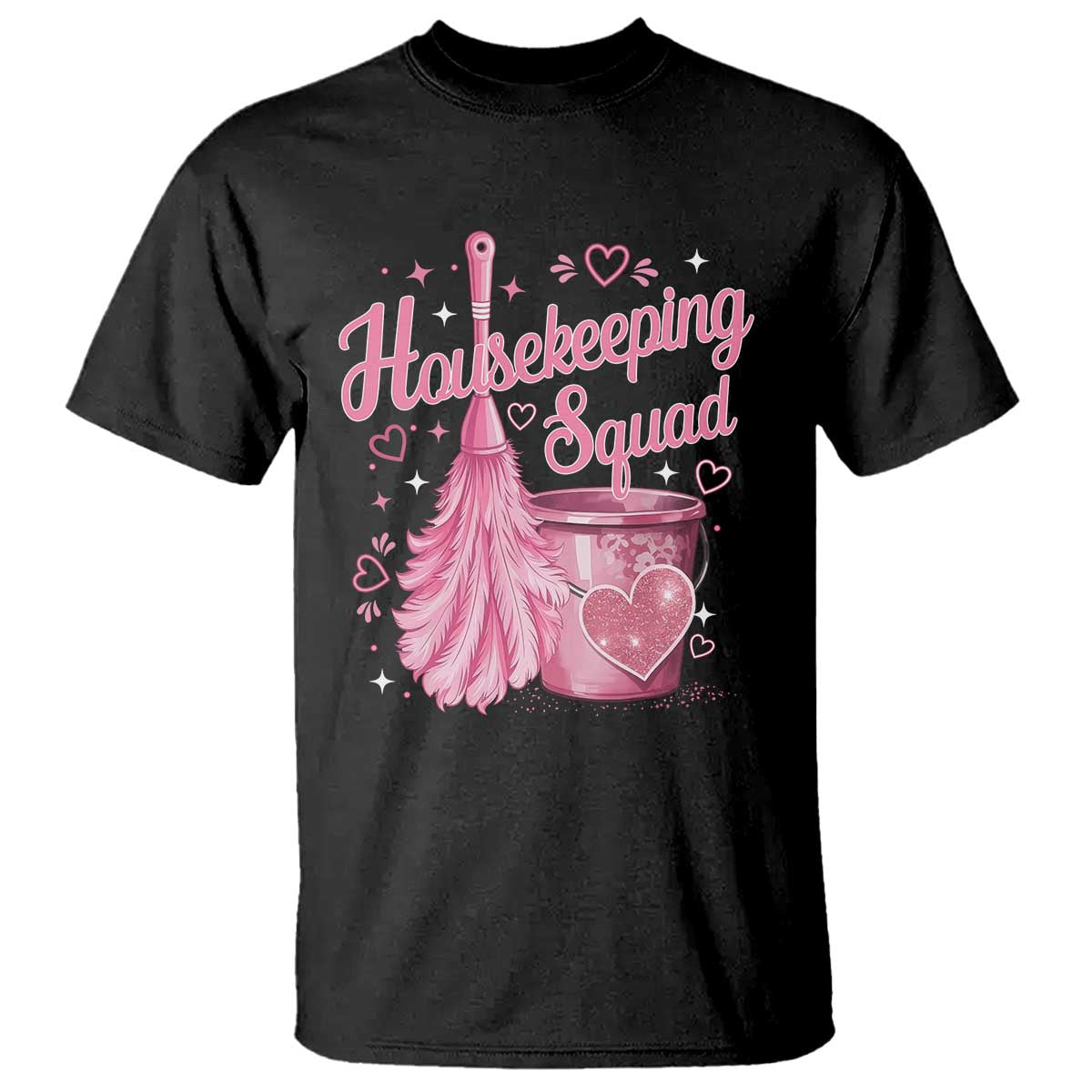 Funny Housekeeping Squad Pink Feather Duster T Shirt Maid Appreciation Cleaning Lover