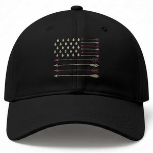 Vintage American Flag Bowhunter Baseball Cap Native Heritage Arrowhead Hunting