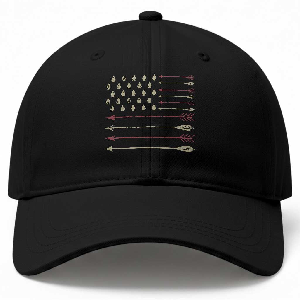 Vintage American Flag Bowhunter Baseball Cap Native Heritage Arrowhead Hunting
