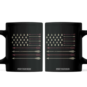 Vintage American Flag Bowhunter Coffee Mug Native Heritage Arrowhead Hunting