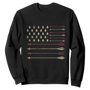 Vintage American Flag Bowhunter Sweatshirt Native Heritage Arrowhead Hunting