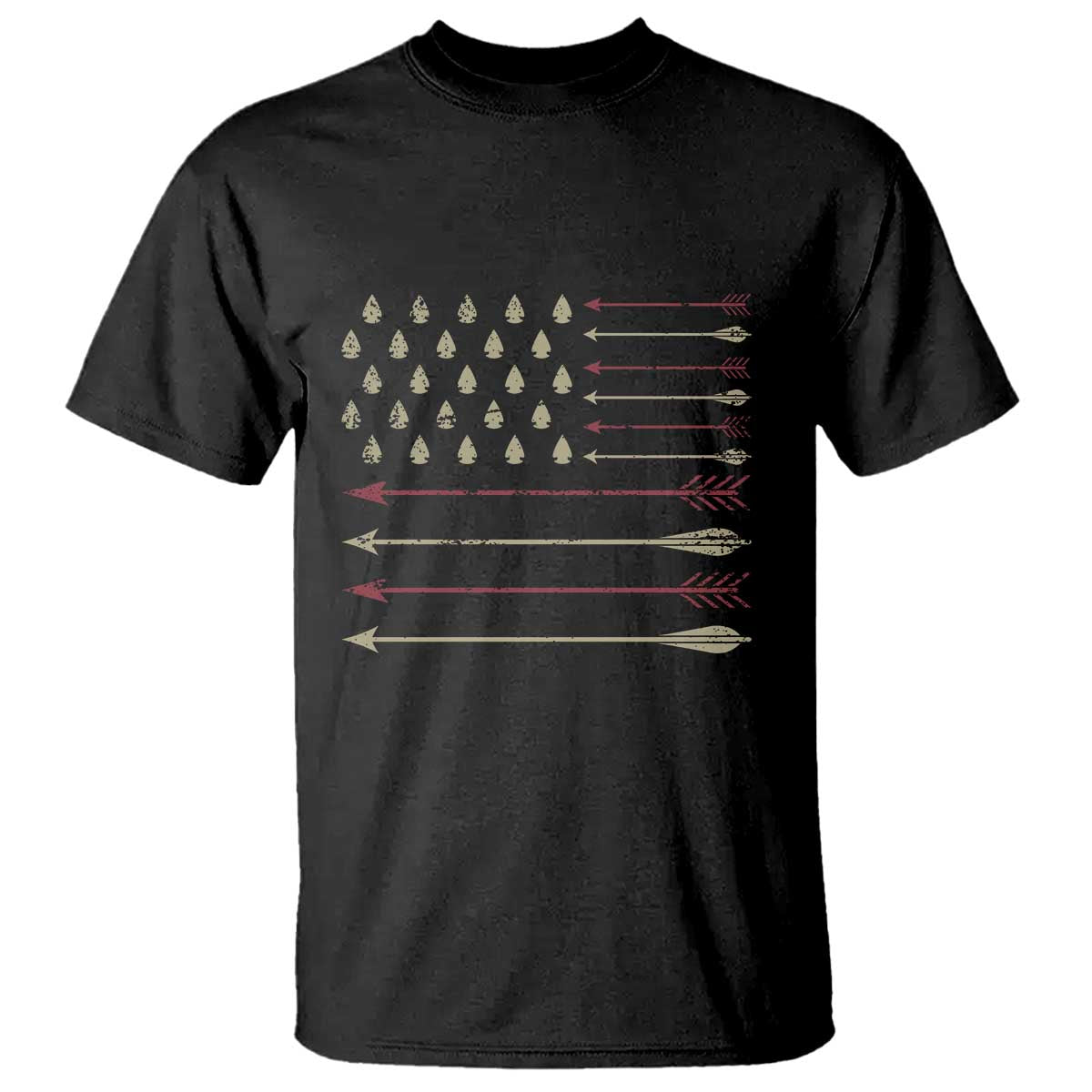 Vintage American Flag Bowhunter T Shirt Native Heritage Arrowhead Hunting