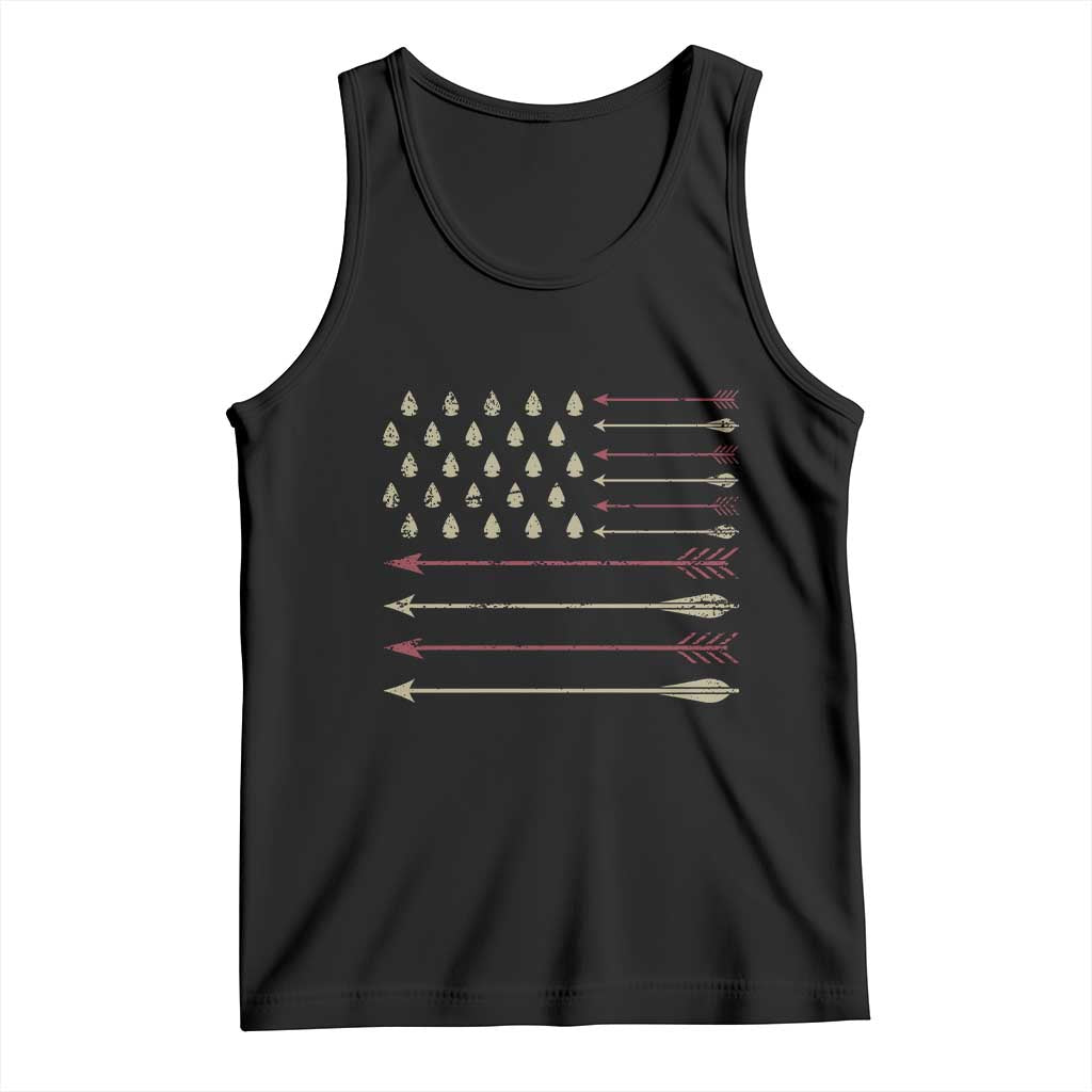 Vintage American Flag Bowhunter Tank Top Native Heritage Arrowhead Hunting