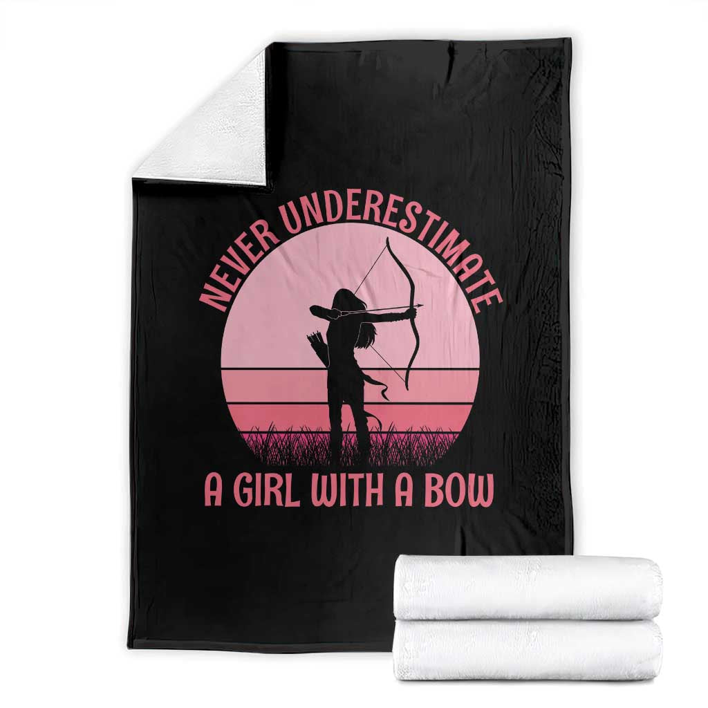 Vintage Archer Lover Throw Blanket Never Underestimate A Girl With A Bow