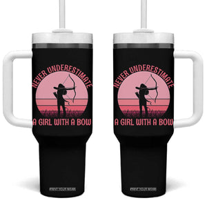 Vintage Archer Lover Tumbler With Handle Never Underestimate A Girl With A Bow