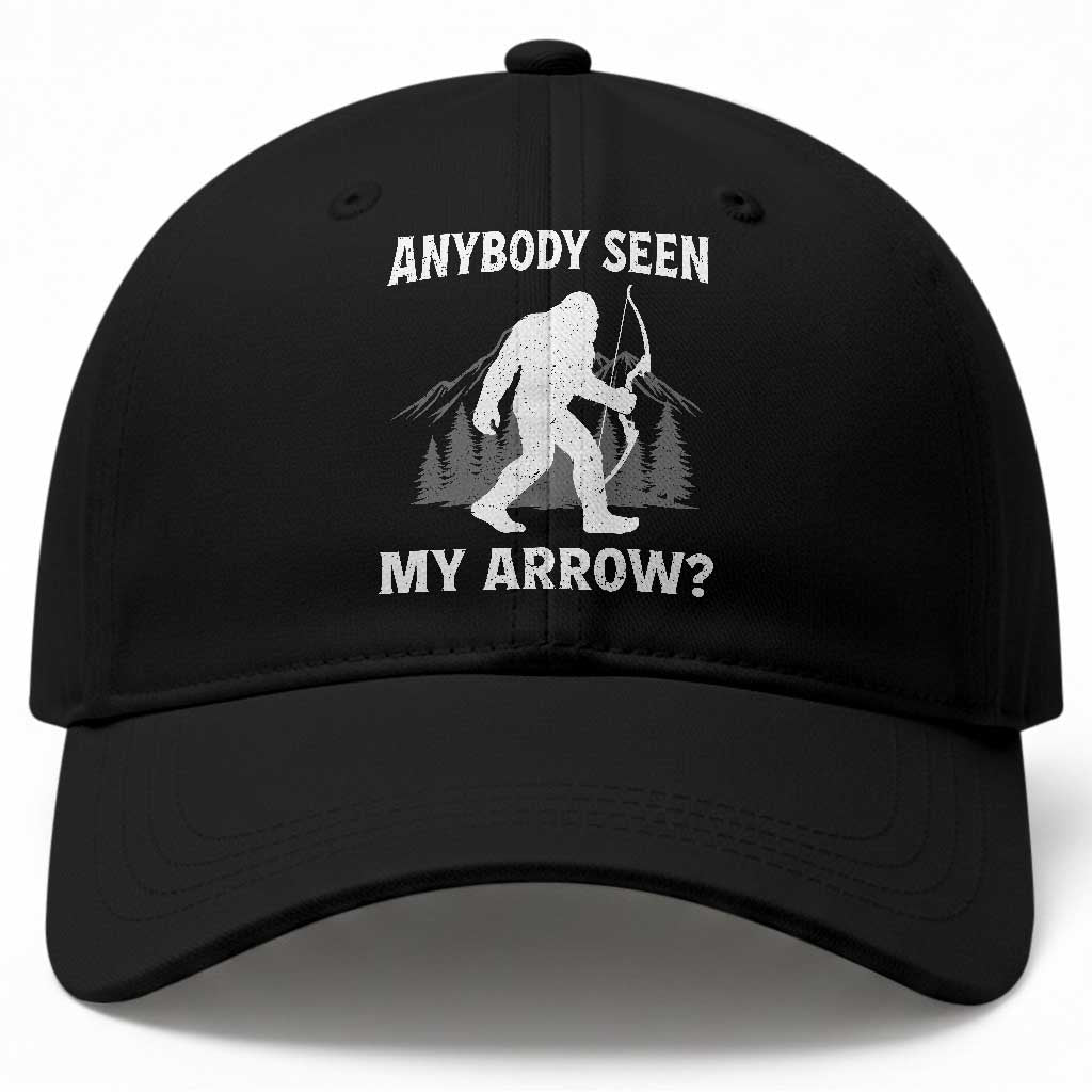 Funny Bigfoot Bowhunter Baseball Cap Anybody Seen My Arrow