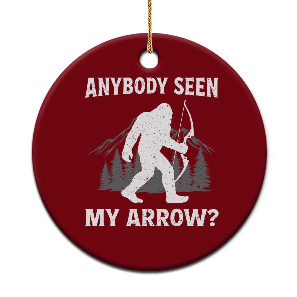 Funny Bigfoot Bowhunter Ceramic Ornament Anybody Seen My Arrow
