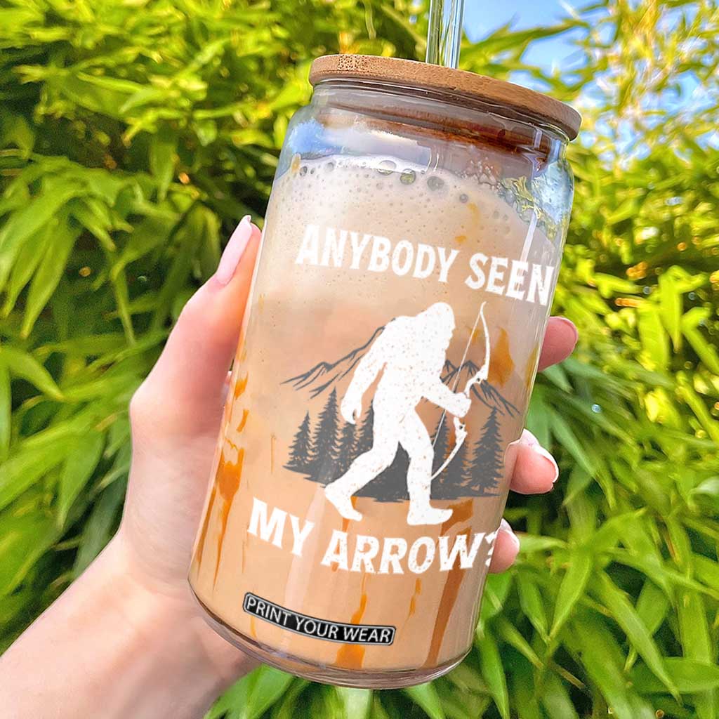Funny Bigfoot Bowhunter Glass Can Anybody Seen My Arrow