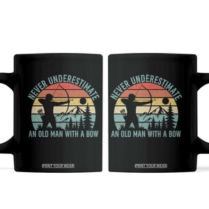 Vintage Archery Lover Gift Coffee Mug Never Underestimate An Old Man With A Bow