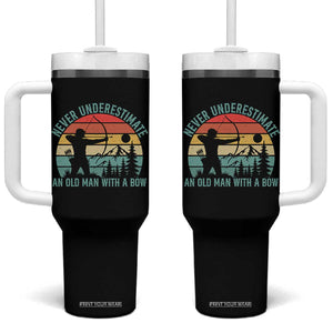 Vintage Archery Lover Gift Tumbler With Handle Never Underestimate An Old Man With A Bow