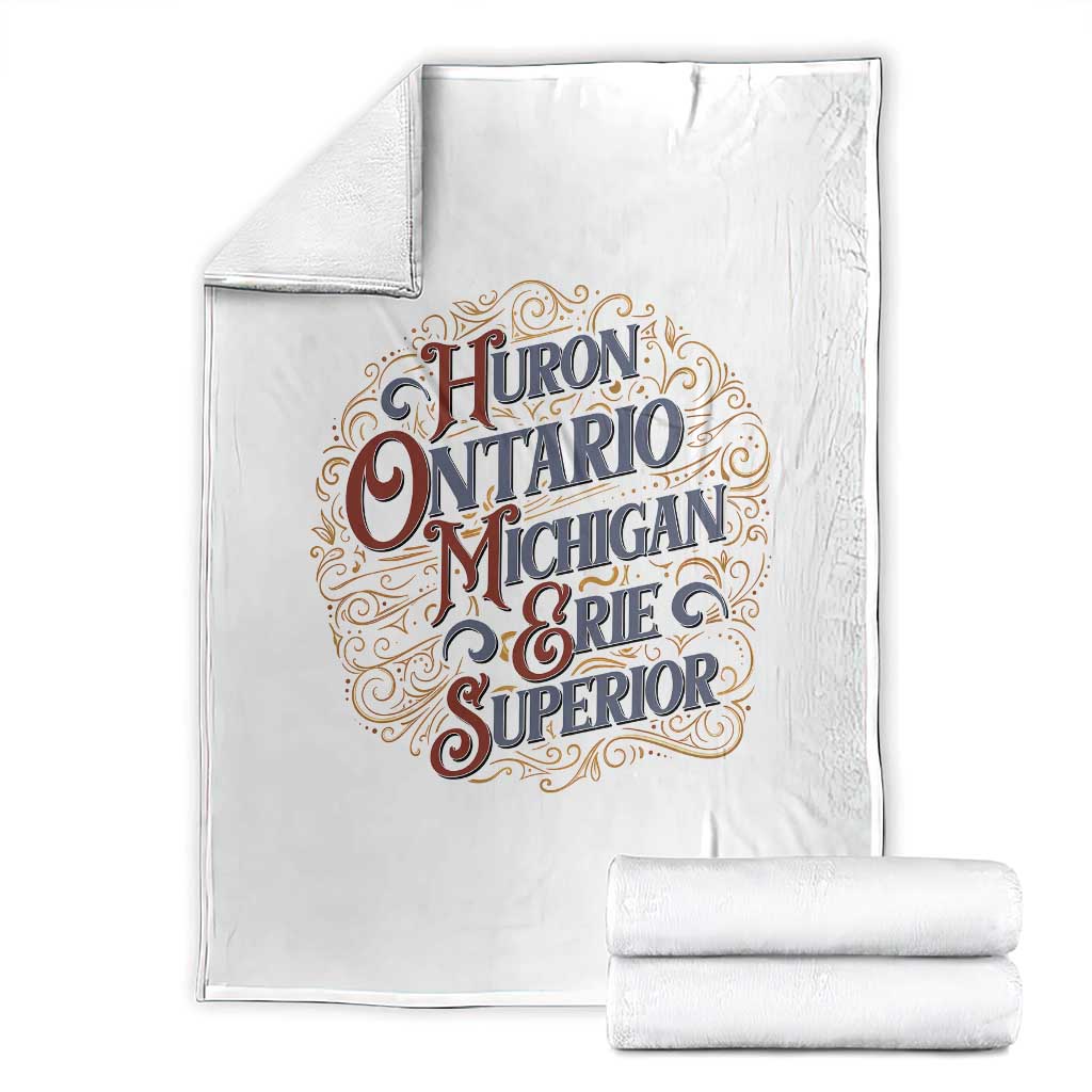 Vintage Great Lakes Homes Throw Blanket Huron Ontario Michigan Erie Superior