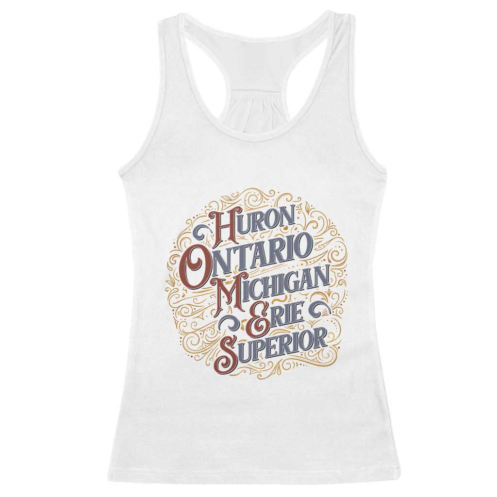 Vintage Great Lakes Homes Racerback Tank Top Huron Ontario Michigan Erie Superior
