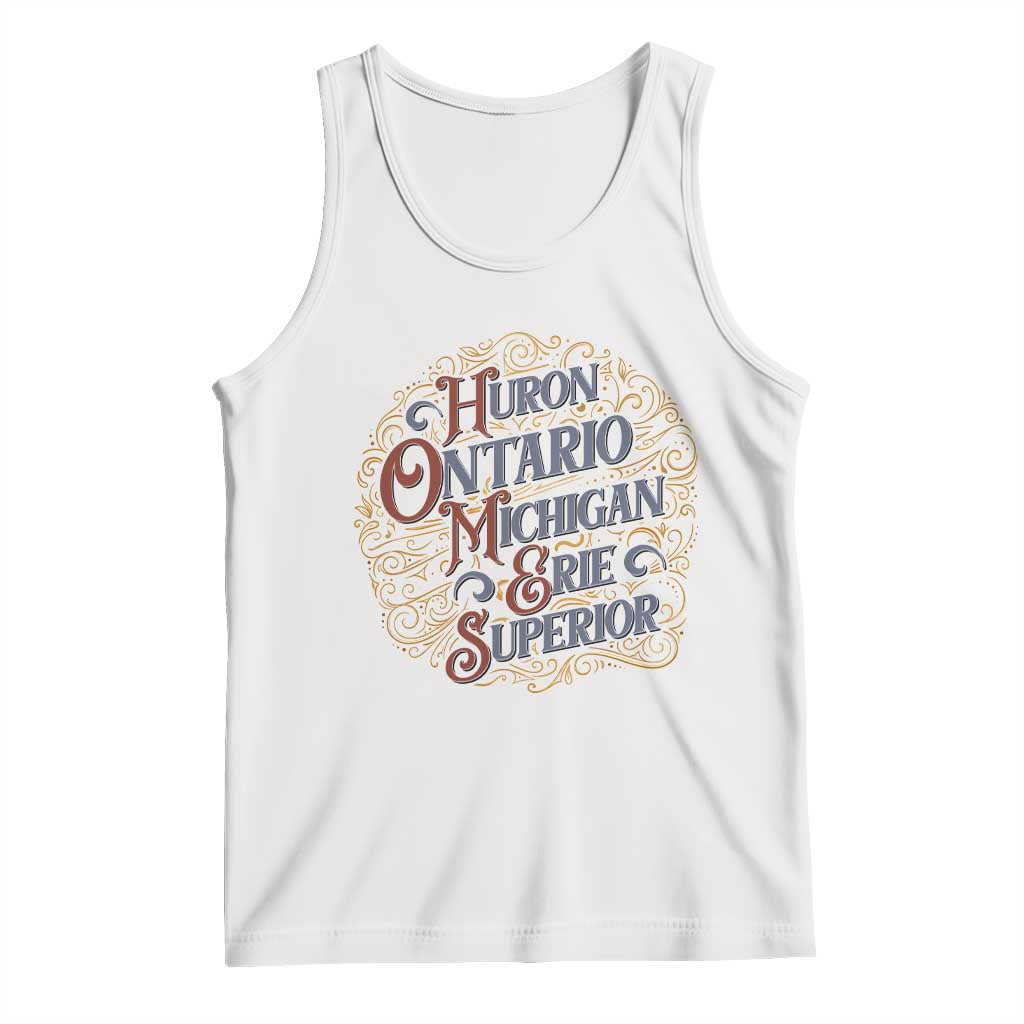 Vintage Great Lakes Homes Tank Top Huron Ontario Michigan Erie Superior