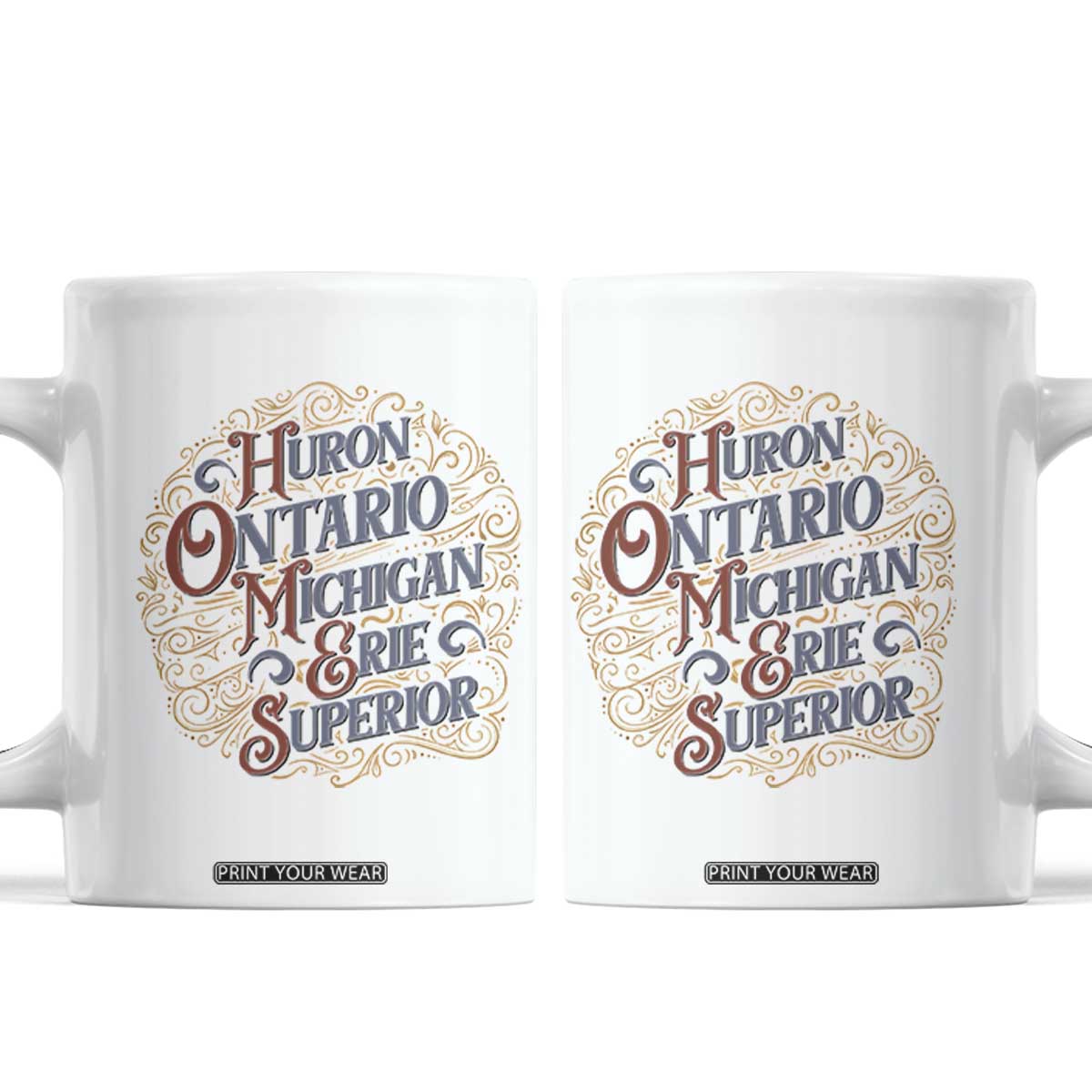 Vintage Great Lakes Homes Coffee Mug Huron Ontario Michigan Erie Superior