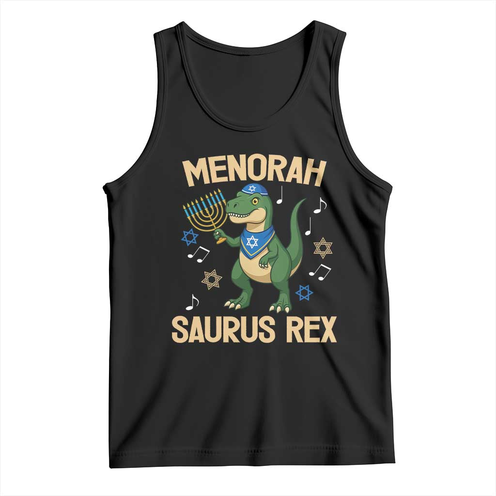 Funny Hanukkah Dinosaur Lover Tank Top Menorasaurus Rex Festival Of Lights Gift TS12 Black Print Your Wear