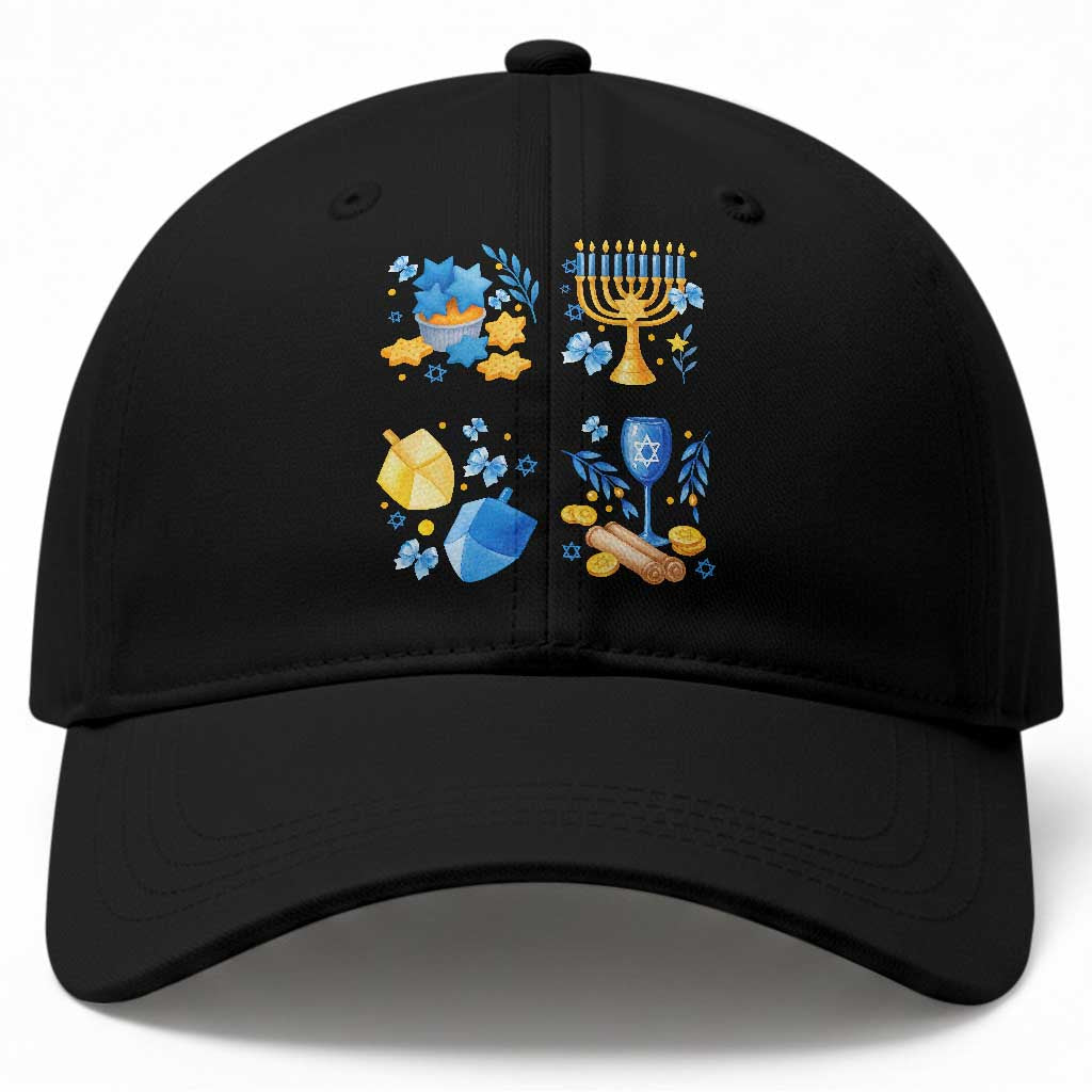 Hanukkah Celebration Baseball Cap Menorah Star Of David Candle Dreidel Gift TS12 Print Your Wear