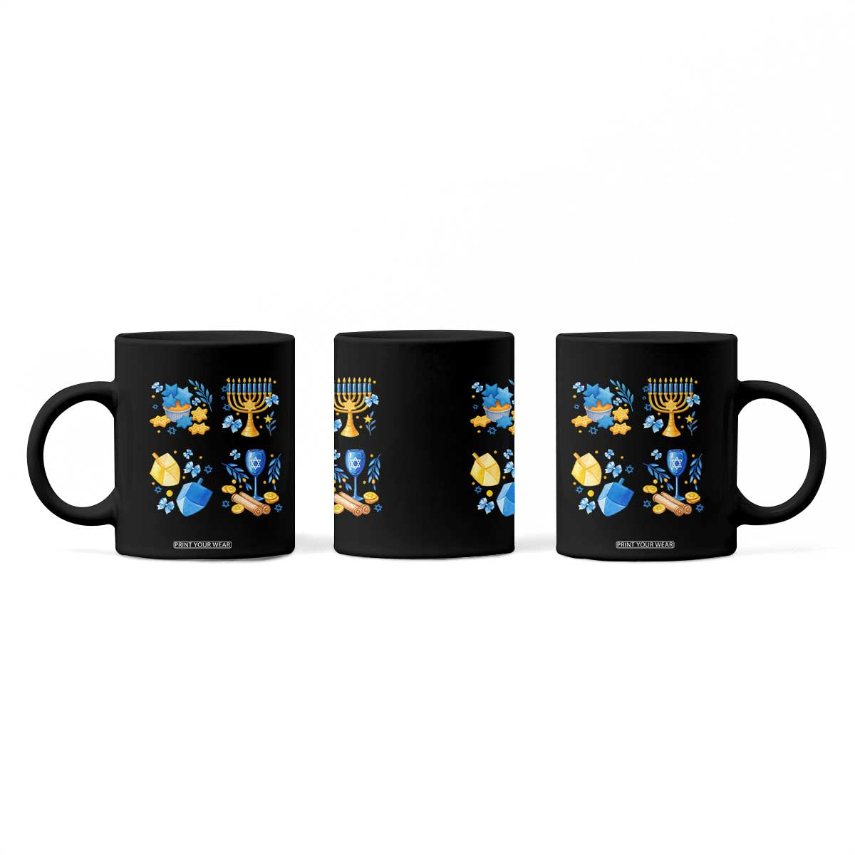 Hanukkah Celebration Coffee Mug Menorah Star Of David Candle Dreidel Gift TS12 Print Your Wear