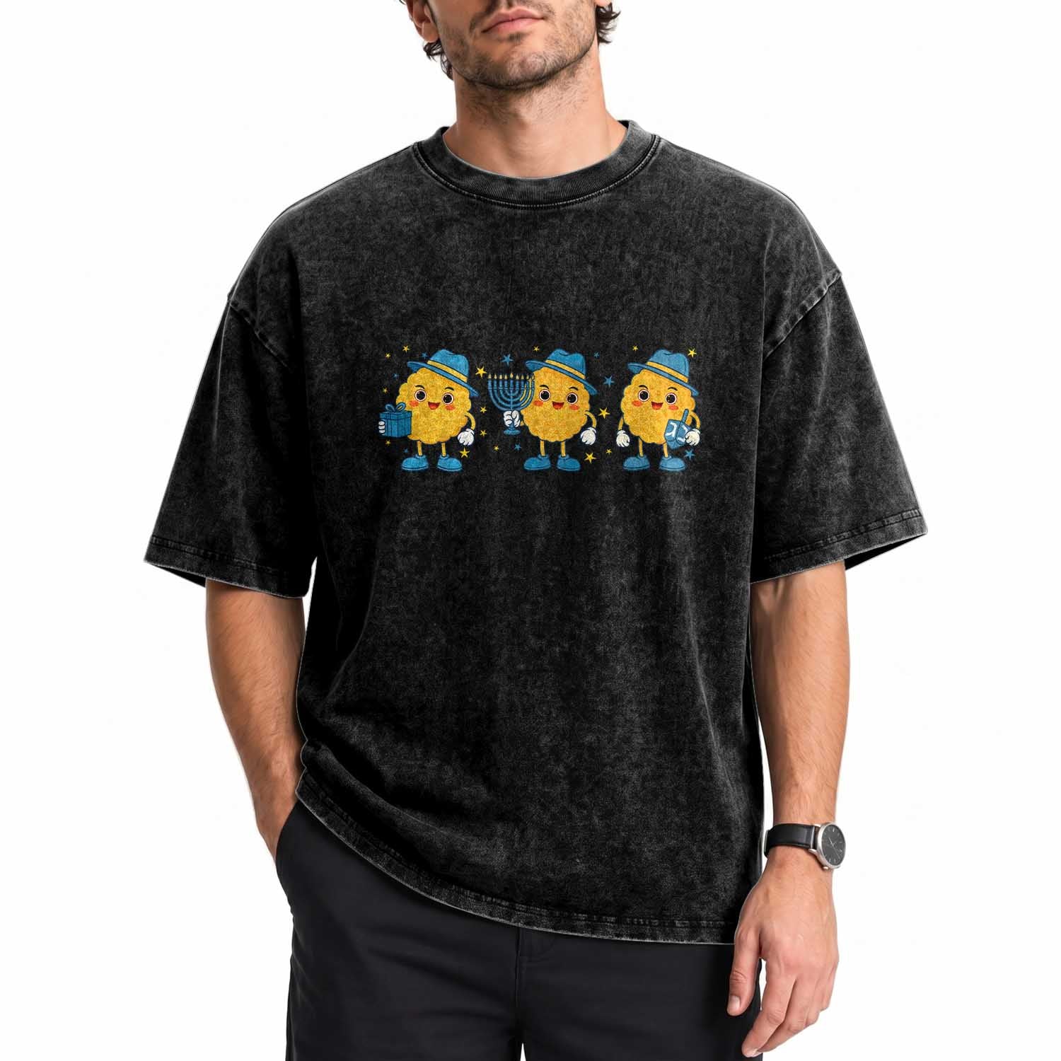 Latke For The Holidays Washed Cotton T-Shirt Hanukkah Jewish Christmas Gift