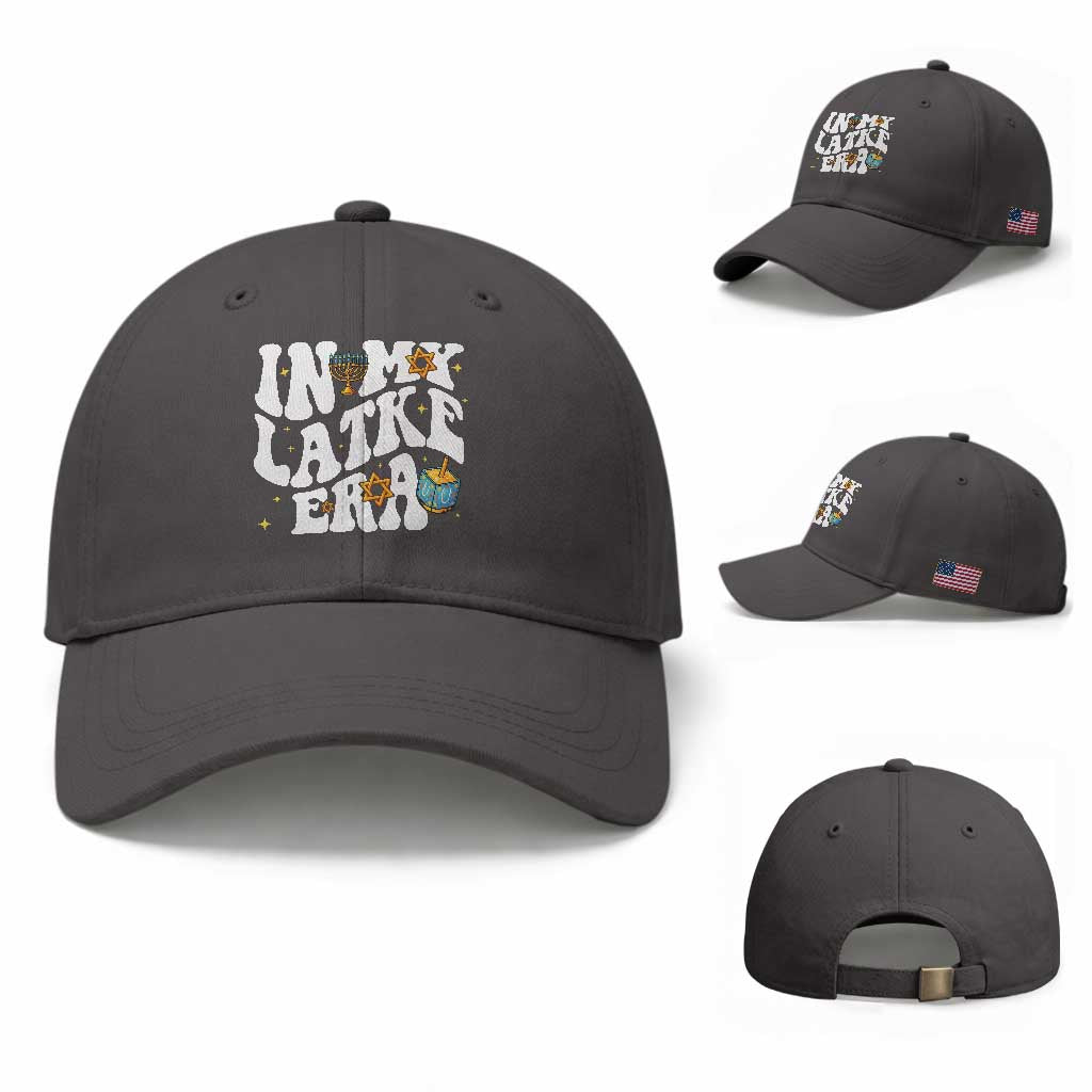 Hanukkah Jewish Holiday Gift Baseball Cap In My Latke Era TS12 Baseball Cap Universal Fit Dark Gray Print Your Wear