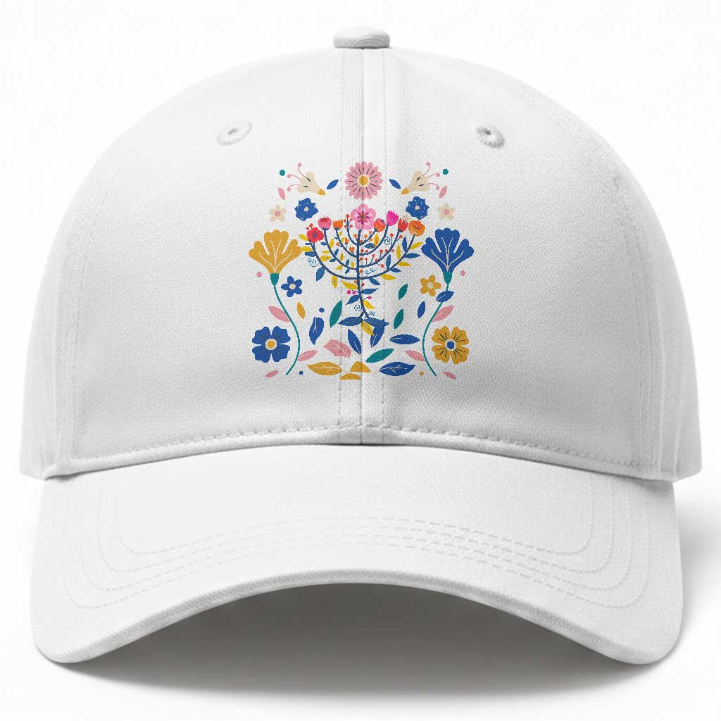 Hanukkah Floral Menorah Baseball Cap Jewish Gift For Women TS12 Print Your Wear