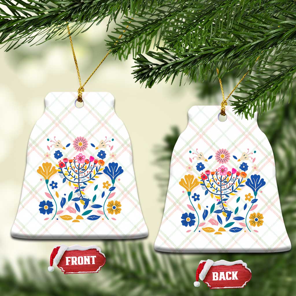 Hanukkah Floral Menorah Ceramic Ornament Jewish Gift For Women TS12 Print Your Wear