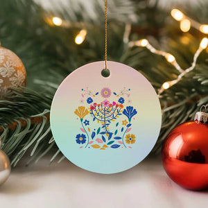Hanukkah Floral Menorah Ceramic Ornament Jewish Gift For Women TS12 1pc Pastel Print Your Wear