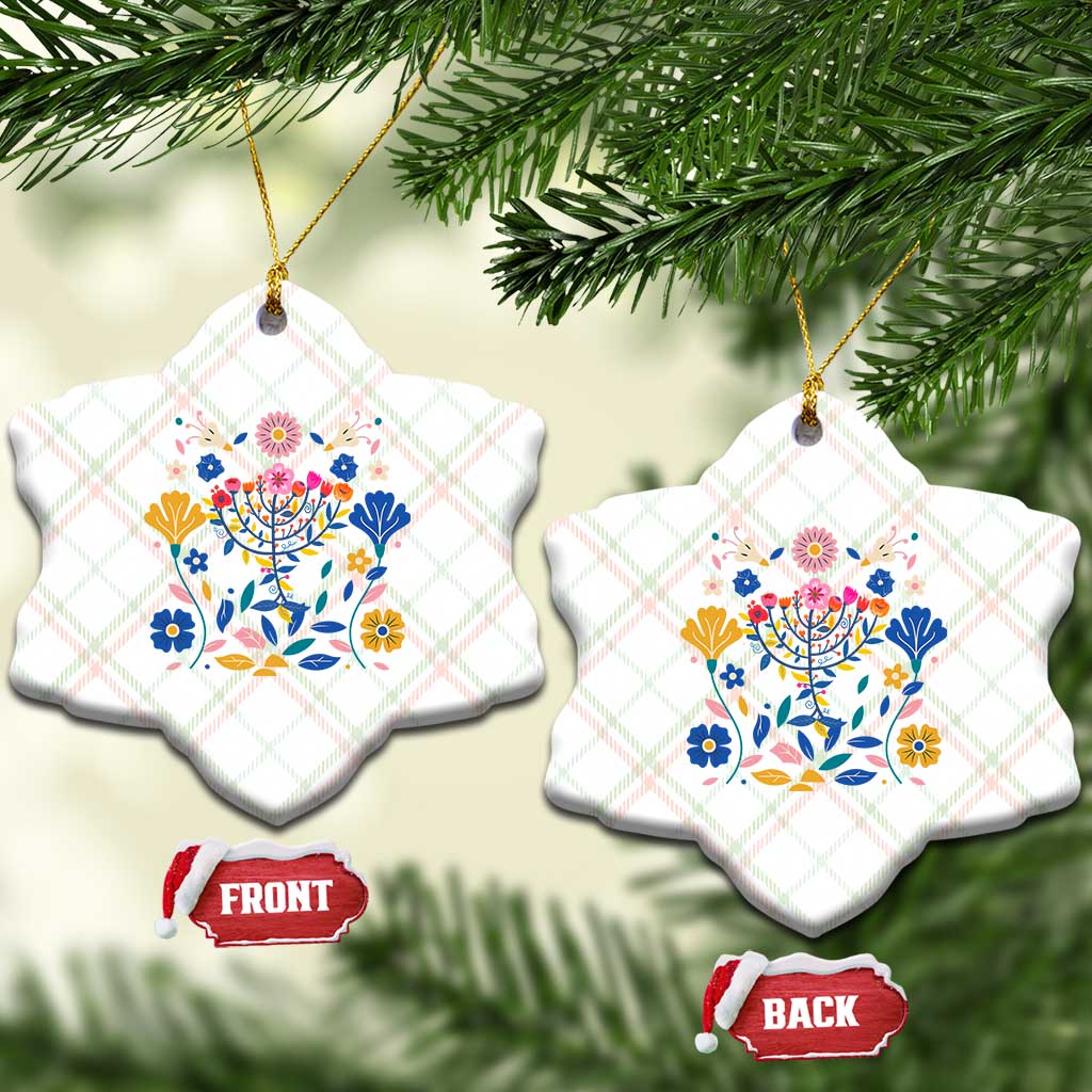 Hanukkah Floral Menorah Ceramic Ornament Jewish Gift For Women TS12 Print Your Wear