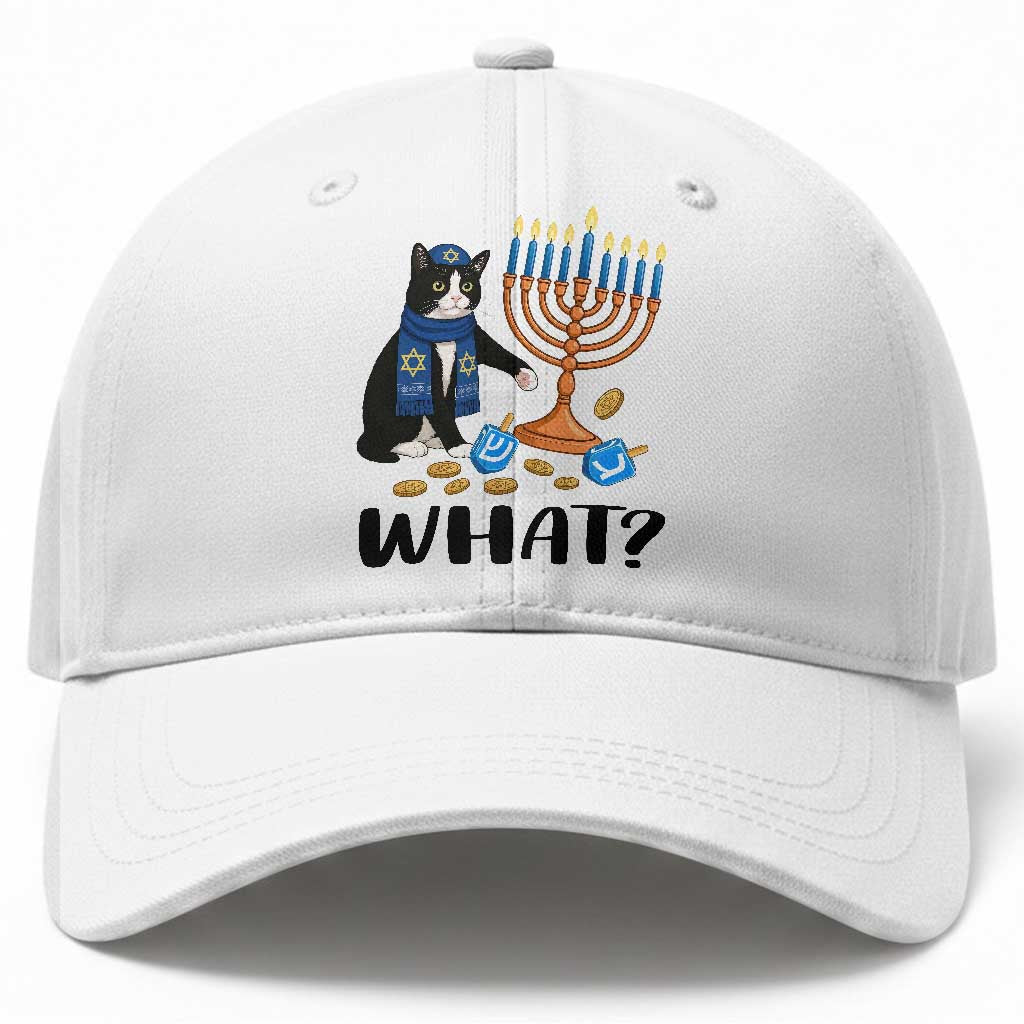 Funny Black Cat Chaos Hanukkah Menorah Gift Baseball Cap TS12 Print Your Wear