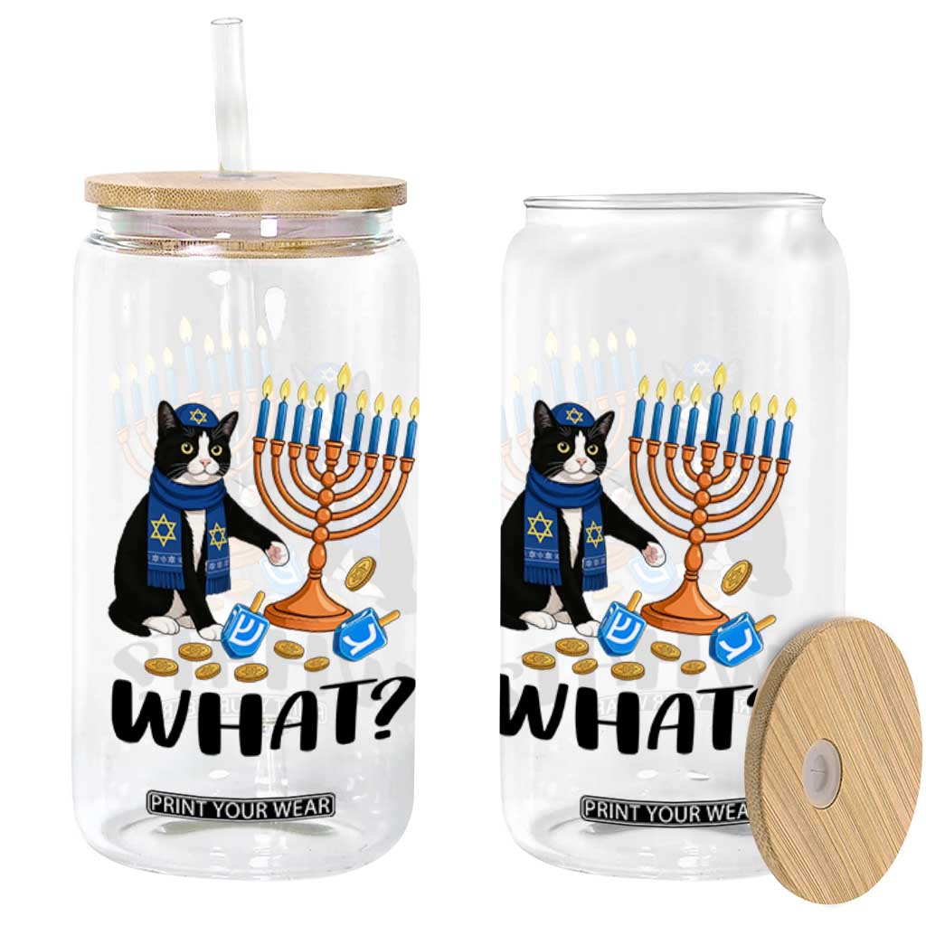 Funny Black Cat Chaos Hanukkah Menorah Gift Glass Can TS12 Print Your Wear