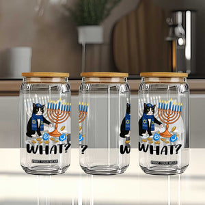 Funny Black Cat Chaos Hanukkah Menorah Gift Glass Can TS12 Print Your Wear