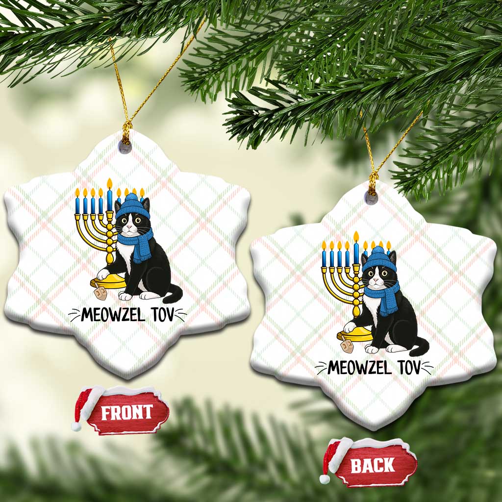 Meowzel Tov Ceramic Ornament Black Cat Playing Dreidel Menorah Hanukkah Gift TS12 Print Your Wear