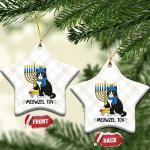 Meowzel Tov Ceramic Ornament Black Cat Playing Dreidel Menorah Hanukkah Gift TS12 Print Your Wear