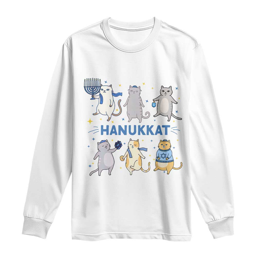 Hanukkat Long Sleeve Shirt Funny Cats Hanukkah Festival Of Lights Gift TS12 White Print Your Wear