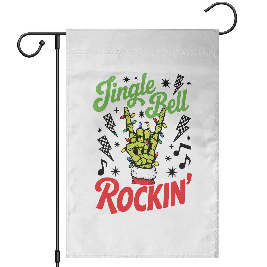 Jingle Bell Rockin Skeleton Hand Garden Flag Green Rocker Christmas Holiday Gift