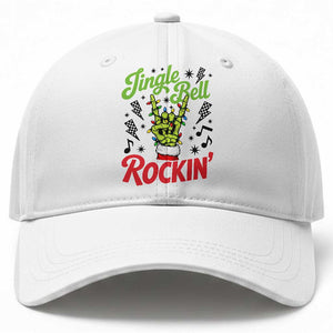 Jingle Bell Rockin Skeleton Hand Baseball Cap Green Rocker Christmas Holiday Gift