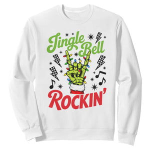 Jingle Bell Rockin Skeleton Hand Sweatshirt Green Rocker Christmas Holiday Gift