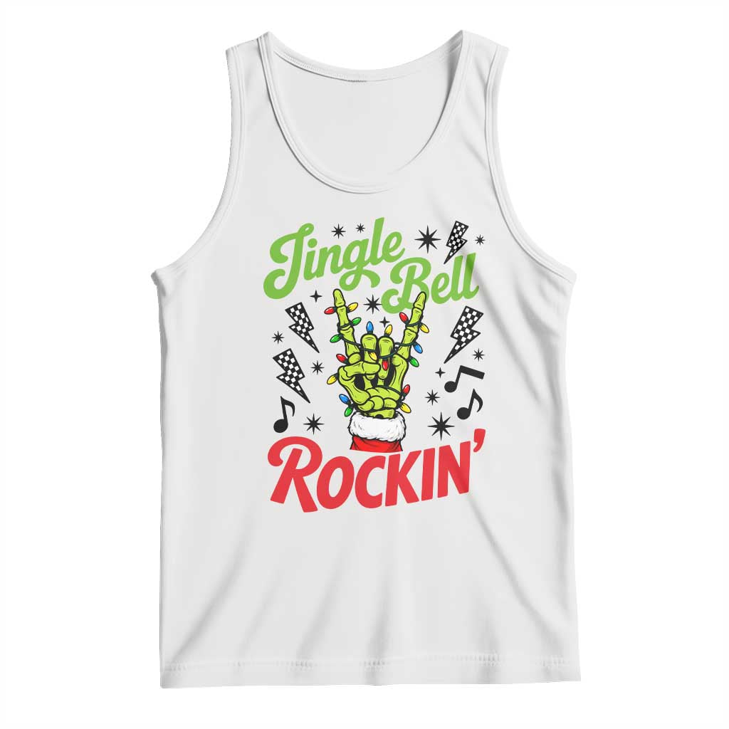 Jingle Bell Rockin Skeleton Hand Tank Top Green Rocker Christmas Holiday Gift